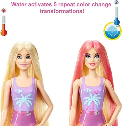 Barbie Color Reveal Sunshine & Sprinkles Doll & Accessories | 25 Surprises, Water & Color Change (100 words) thumbnail 3