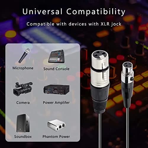 XMSJSIY Mini Female XLR to XLR Female Audio Cable Adapter 3 Pin | High-Quality Signal Transmission thumbnail 7
