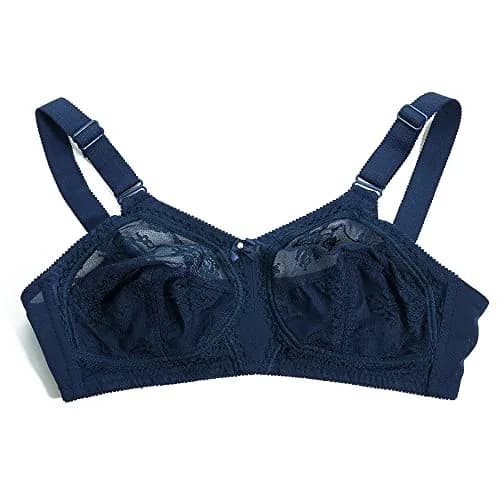 TELIMUSSTO Women's Floral Lace Bra 42DD | Full Coverage, Non Wired, Plus Size, Blue thumbnail 5
