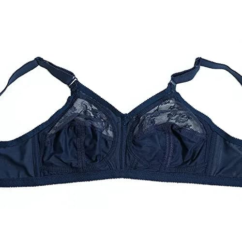TELIMUSSTO Women's Floral Lace Bra 42DD | Full Coverage, Non Wired, Plus Size, Blue thumbnail 6