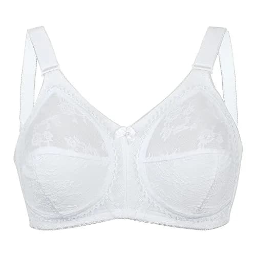 TELIMUSSTO Women's Floral Lace Bra Plus Size 36DDD | Full Coverage, Non Wired & Padded, Sheer Lace, White thumbnail 4