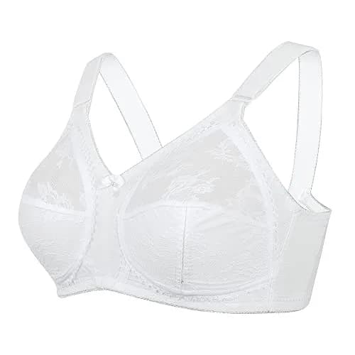 TELIMUSSTO Women's Floral Lace Bra Plus Size 36DDD | Full Coverage, Non Wired & Padded, Sheer Lace, White thumbnail 5