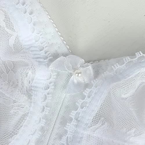 TELIMUSSTO Women's Floral Lace Bra Plus Size 36DDD | Full Coverage, Non Wired & Padded, Sheer Lace, White thumbnail 6