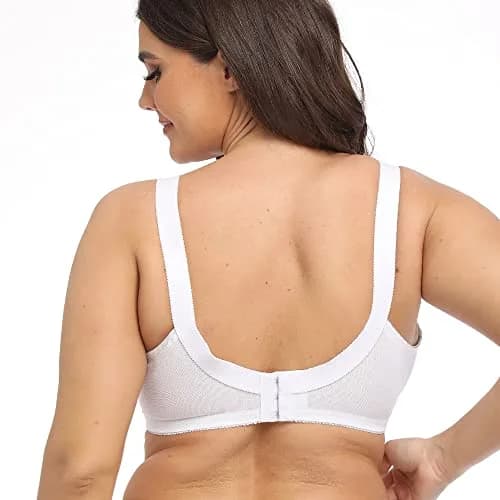 TELIMUSSTO Women's Floral Lace Bra Plus Size 36DDD | Full Coverage, Non Wired & Padded, Sheer Lace, White thumbnail 3