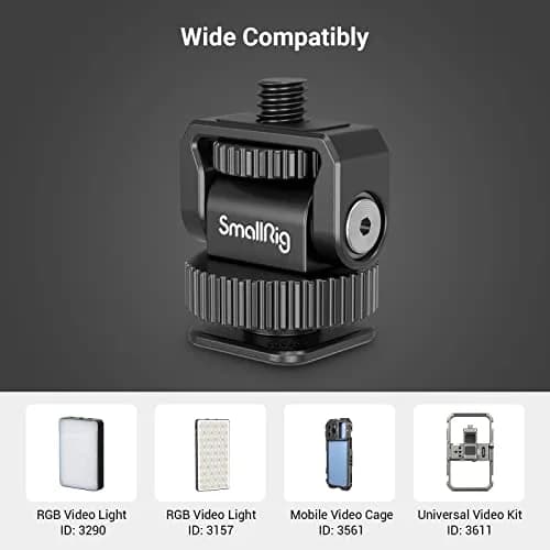 SmallRig Mini Ball Head Cold Shoe Mount Adapter with 1/4"-20 Thread | Precise Lighting Adjustment, All-Metal, Compact 20g thumbnail 4