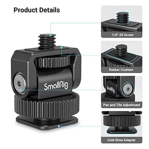SmallRig Mini Ball Head Cold Shoe Mount Adapter with 1/4"-20 Thread | Precise Lighting Adjustment, All-Metal, Compact 20g thumbnail 3