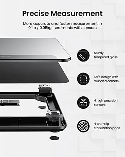RENPHO Digital Bathroom Scale 180 kg (400 lb) Black | Highly Accurate Precision Sensors thumbnail 3