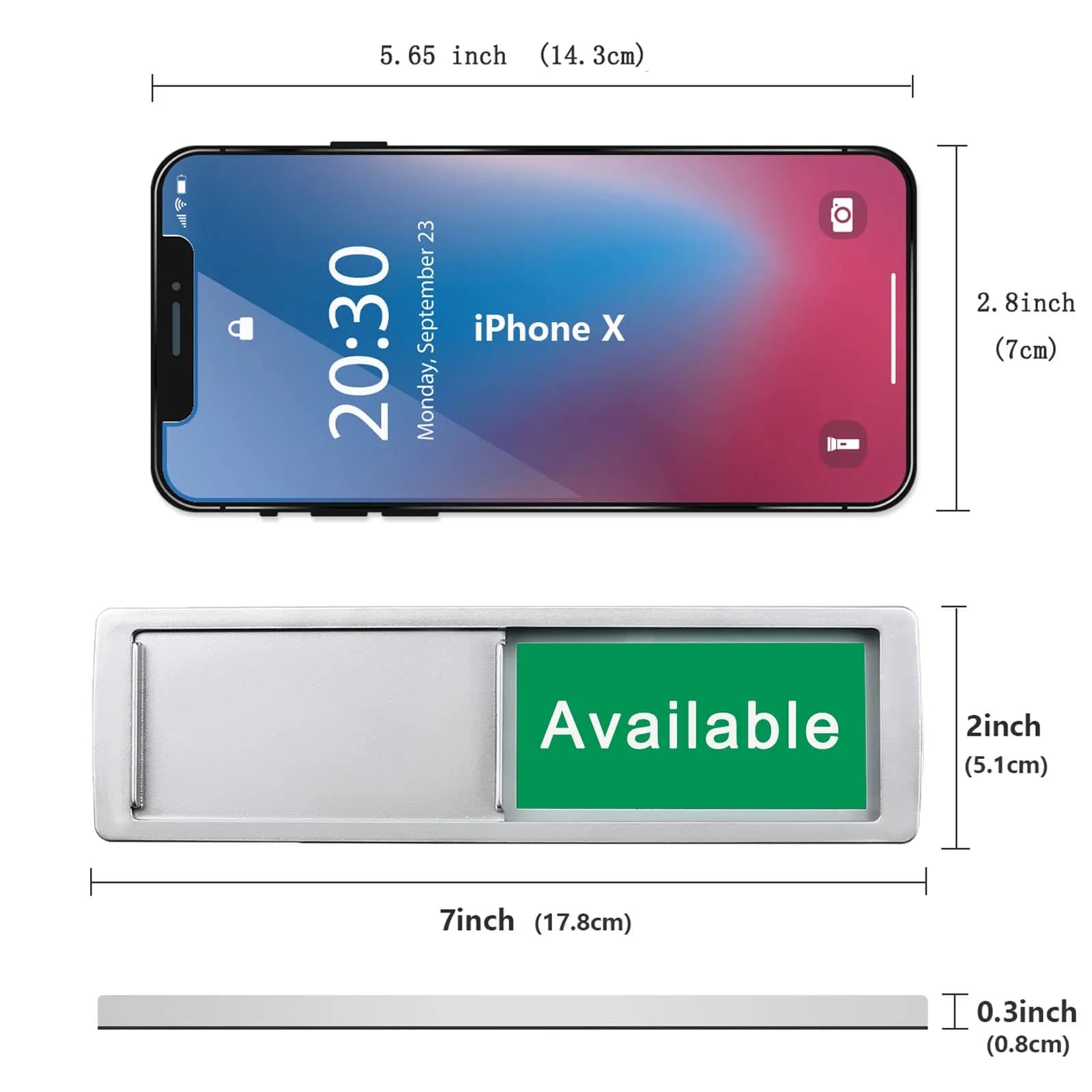 LoYinLo "In Use / Available" Sliding Door Sign - Silver, 18cm x 5cm - view 4
