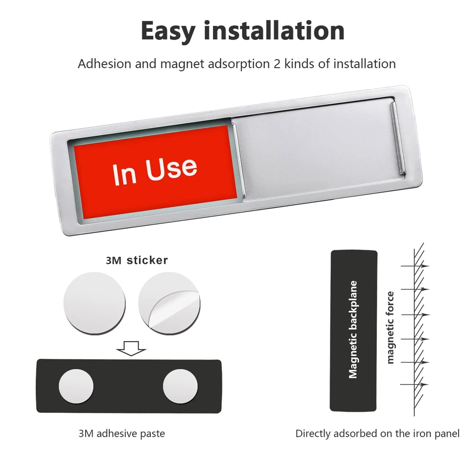 LoYinLo "In Use / Available" Sliding Door Sign - Silver, 18cm x 5cm - view 2