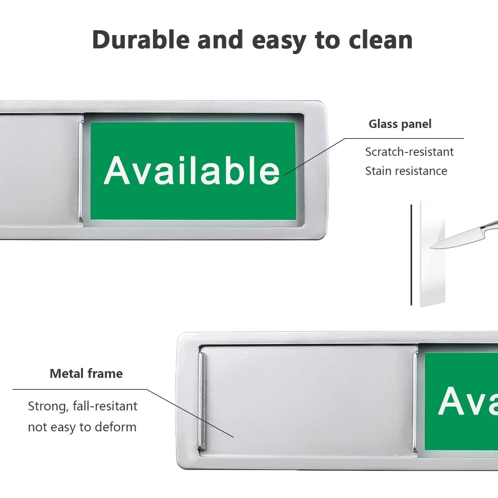 LoYinLo "In Use / Available" Sliding Door Sign - Silver, 18cm x 5cm - view 3