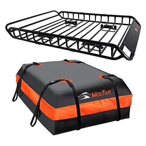 MeeFar Roof Rack Rooftop Cargo Carrier Basket 51"*36"*5" + Waterproof Bag 15 Cu.Ft. thumbnail 1