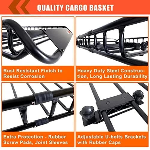 MeeFar Roof Rack Rooftop Cargo Carrier Basket 51"*36"*5" + Waterproof Bag 15 Cu.Ft. thumbnail 5