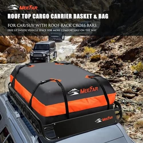 MeeFar Roof Rack Rooftop Cargo Carrier Basket 51"*36"*5" + Waterproof Bag 15 Cu.Ft. thumbnail 8
