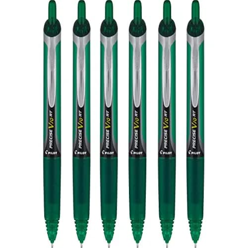 Pilot Precise V10 RT Retractable Rollerball Pens, Bold 1.0mm Green Ink, 6 Count | Smooth Ink Flow Writing Instrument thumbnail 1
