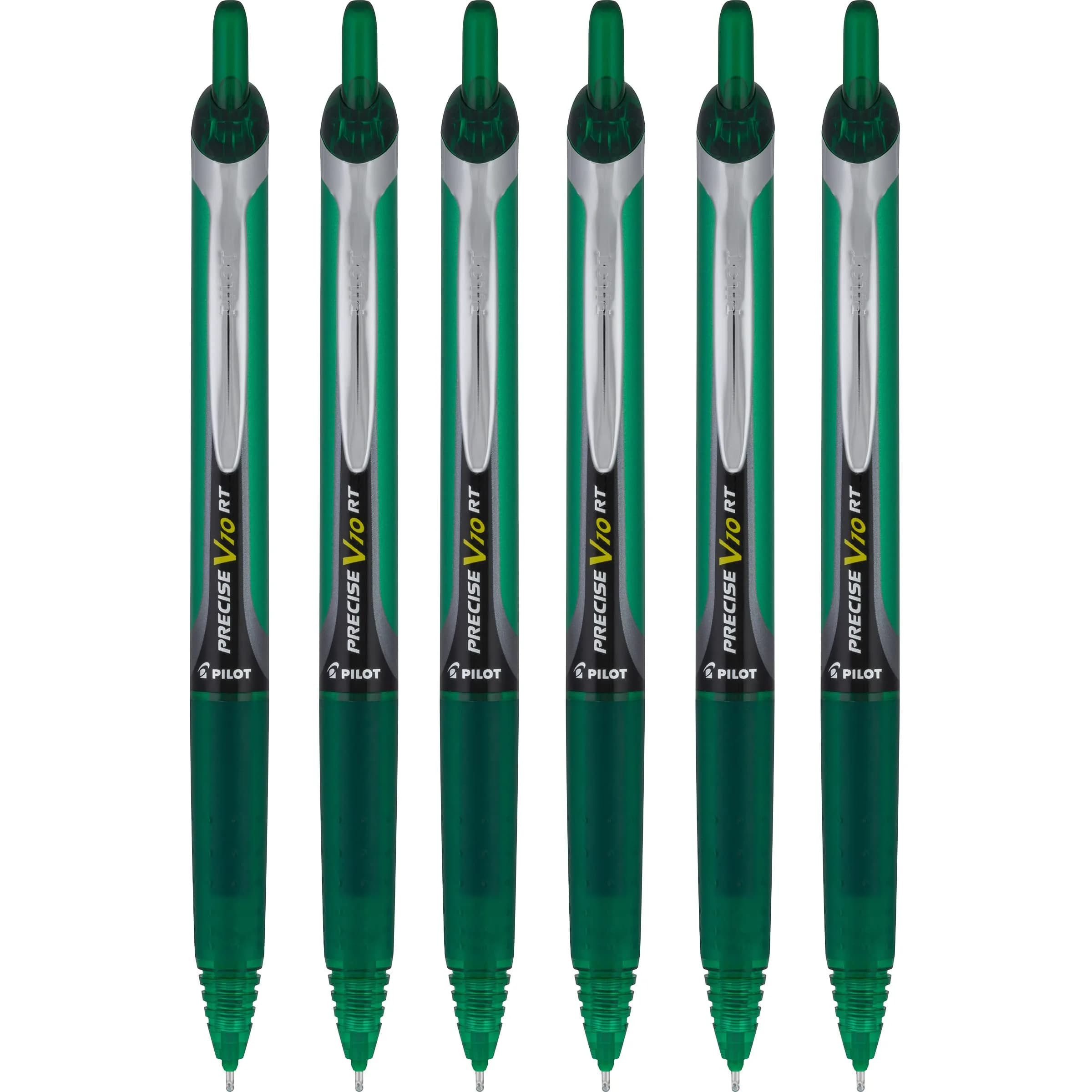 Pilot Precise V10 RT Retractable Rollerball Pens, Bold 1.0mm Green Ink, 6 Count | Smooth Ink Flow Writing Instrument - main product image