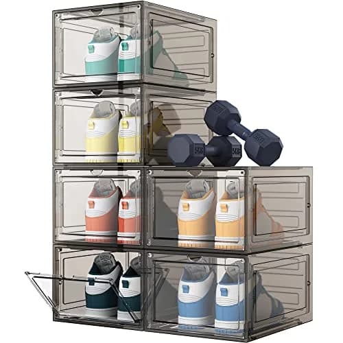 HOMIDEC Shoe Storage 6 Pack Clear Plastic Shoe Box | Foldable & Sturdy with Door Closure thumbnail 1