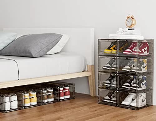 HOMIDEC Shoe Storage 6 Pack Clear Plastic Shoe Box | Foldable & Sturdy with Door Closure thumbnail 8