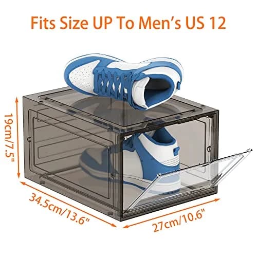 HOMIDEC Shoe Storage 6 Pack Clear Plastic Shoe Box | Foldable & Sturdy with Door Closure thumbnail 3