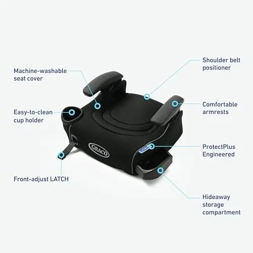 Graco TurboBooster LX Backless Booster with LATCH 17 in L x 17.5 in W x 8 in H | Secure Fit for Big Kids 40-100 lb thumbnail 6