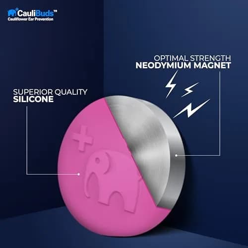 CauliBuds Cauliflower Ear Magnets, Silicone Compression Kit with Multiple Magnet Sizes for BJJ, Wrestling, MMA & Rugby, Use After Ear Draining (Pink) | Discreet, Non-Invasive Ear Recovery Solution thumbnail 4