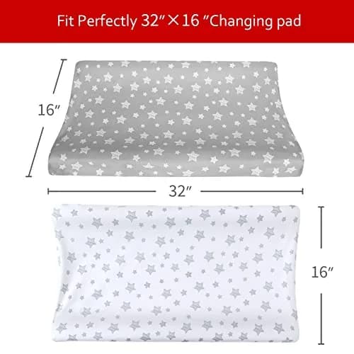 Moonsea Changing Pad Cover for Boys Girls | Soft Microfiber 32"x16" Unisex 2-Pack thumbnail 5