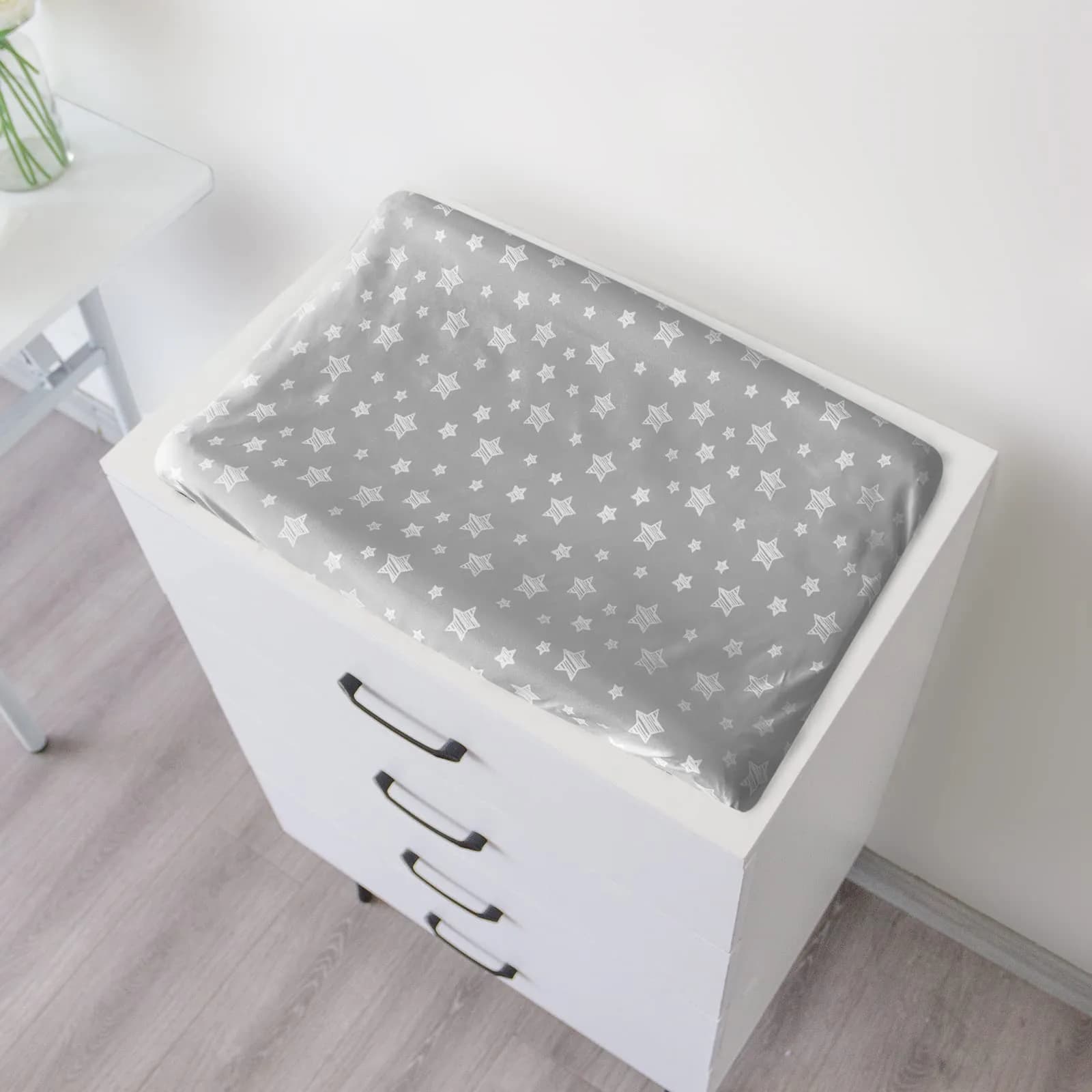 Moonsea White & Grey Organic Cotton Changing Pad Cover (32" x 16") - Soft, Breathable, Hypoallergenic - view 3