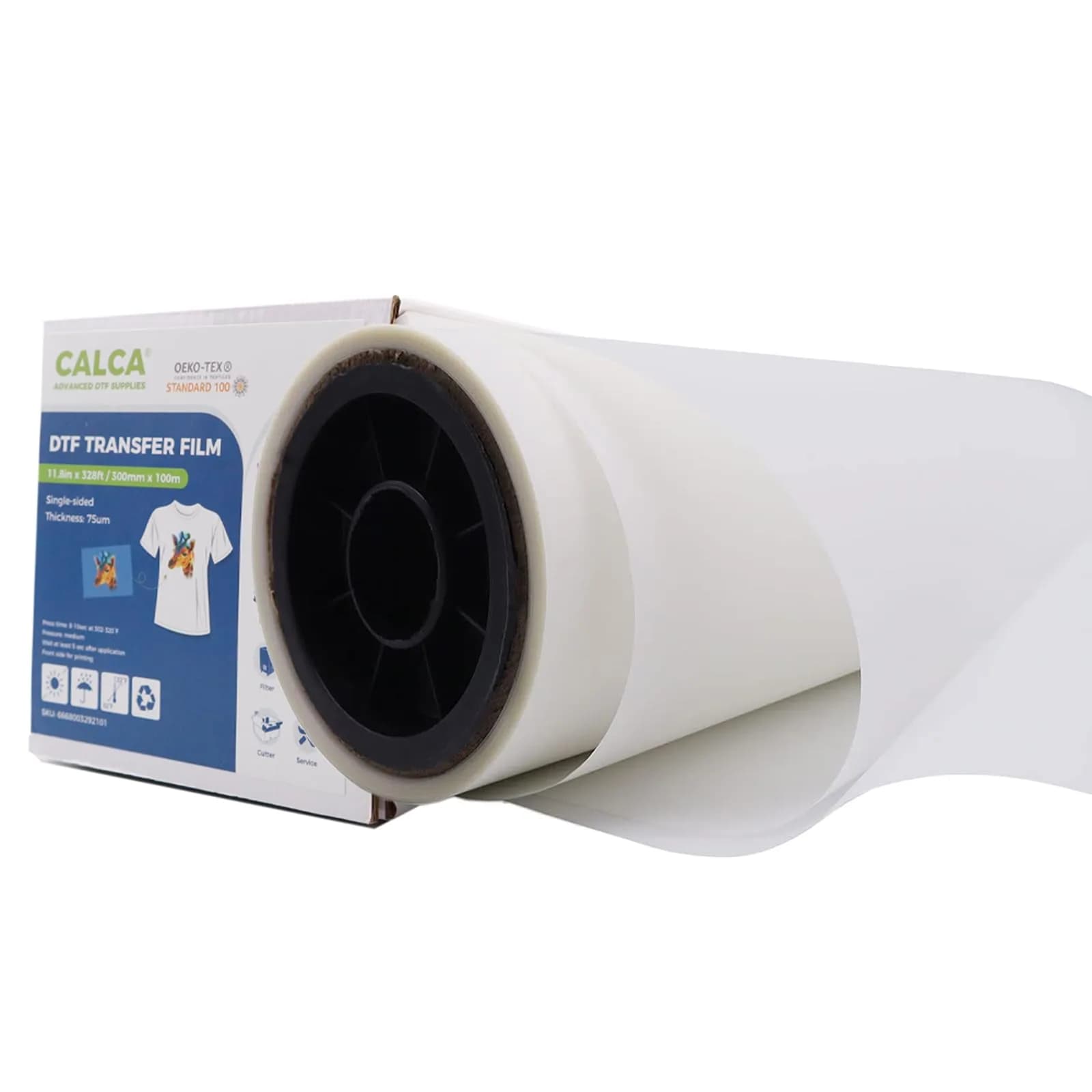 CALCA DTF Transfer Film Roll 11.8" x 328FT | Premium Hot Peel PET Heat Transfer Paper for T-Shirts — same as the picture