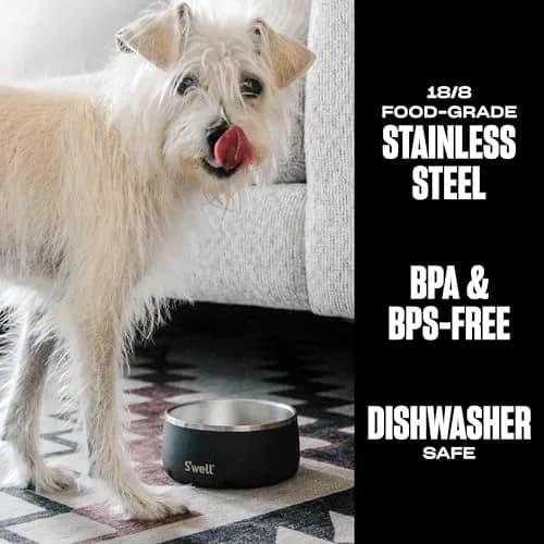S'well Stainless Steel Pet Bowl 16oz (470ml) Onyx | Non-Slip Base for Dogs thumbnail 2
