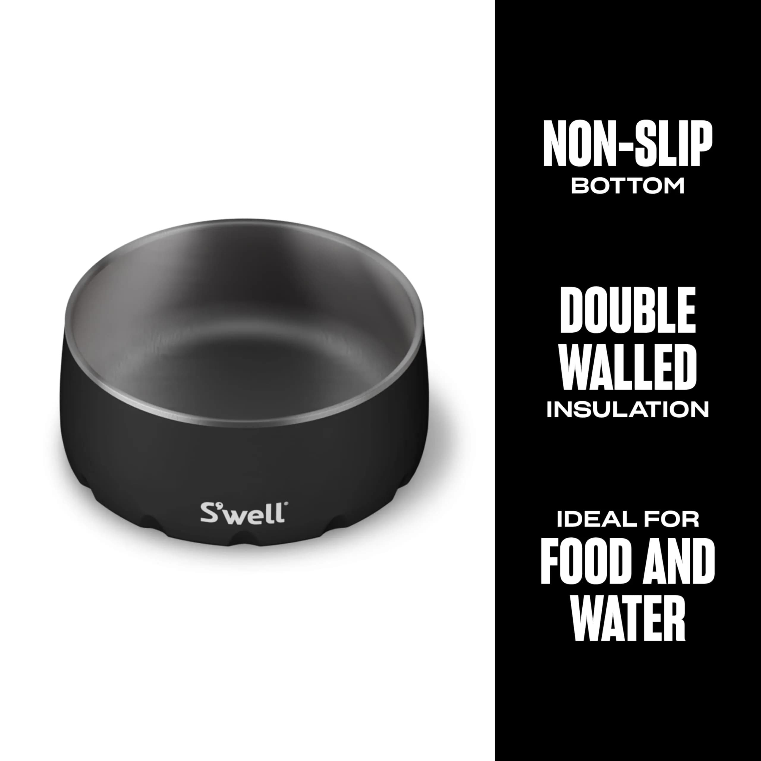 S'well Stainless Steel Pet Bowl 16oz (470ml) Onyx | Non-Slip Base for Dogs - view 3