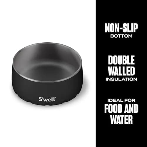 S'well Stainless Steel Pet Bowl 16oz (470ml) Onyx | Non-Slip Base for Dogs thumbnail 3