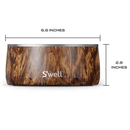 S'well Stainless Steel Pet Bowl 32oz (950ml) Teakwood | Non-Slip Base for Dogs thumbnail 4