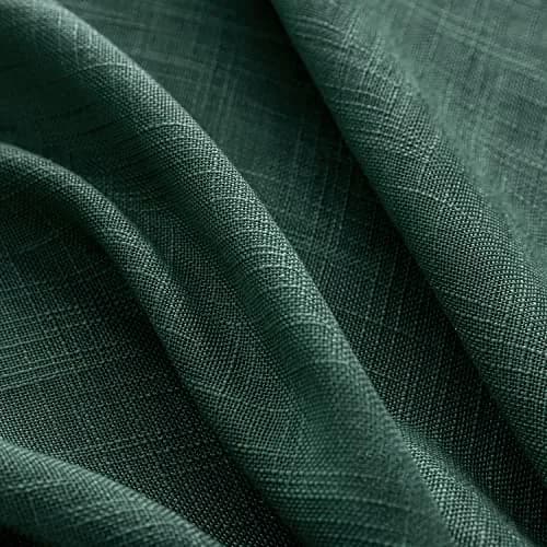 SHINELAND 48 Inch Short Linen Sheer Curtains for Windows | Modern Farmhouse Open Weave, Emerald Green thumbnail 5
