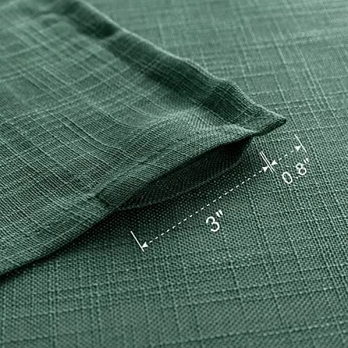 SHINELAND 48 Inch Short Linen Sheer Curtains for Windows | Modern Farmhouse Open Weave, Emerald Green thumbnail 6