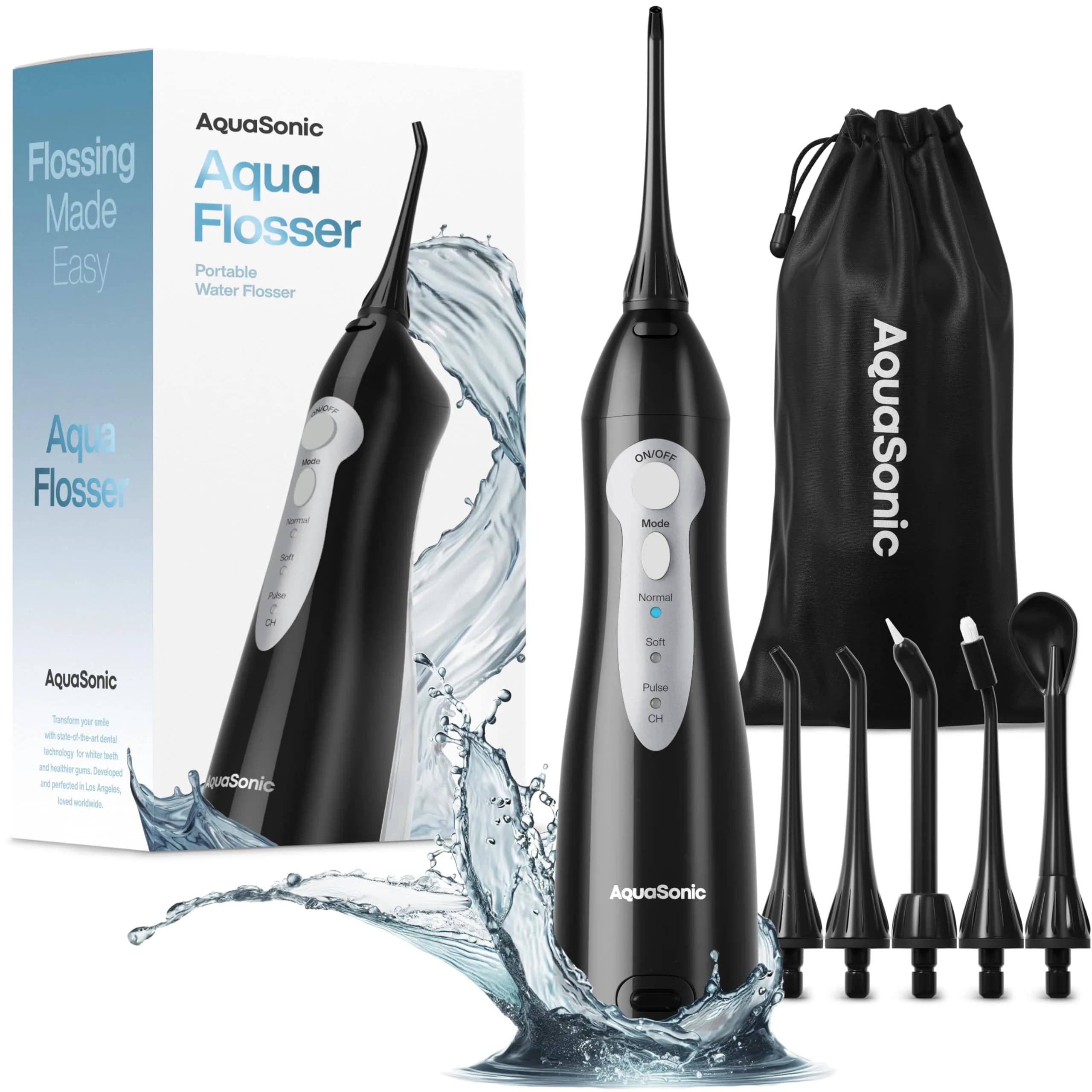AquaSonic Aqua Flosser Cordless Rechargeable Water Flosser 500ml (16.9 Fl Oz) | Dentist Recommended for Deep Cleaning - main product image
