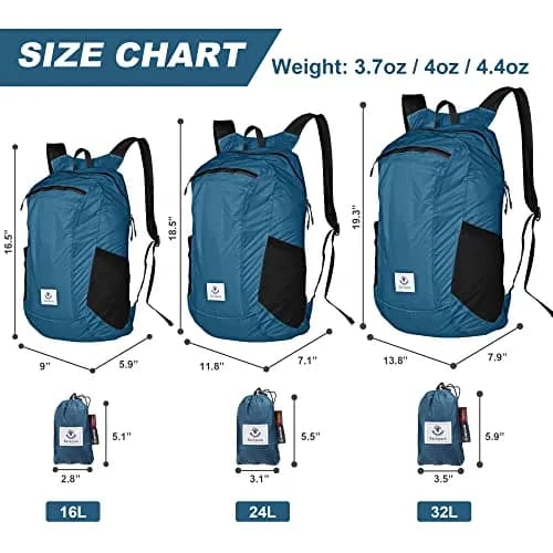 4Monster Water Resistant Backpack 32L | Ultra Lightweight & Packable for Travel & Outdoor (Blue, 32L) thumbnail 2