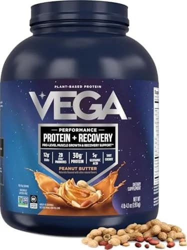Vega Protein + Recovery Peanut Butter 67.2 oz | NSF Certified Vegan Protein Powder for Muscle Support thumbnail 1