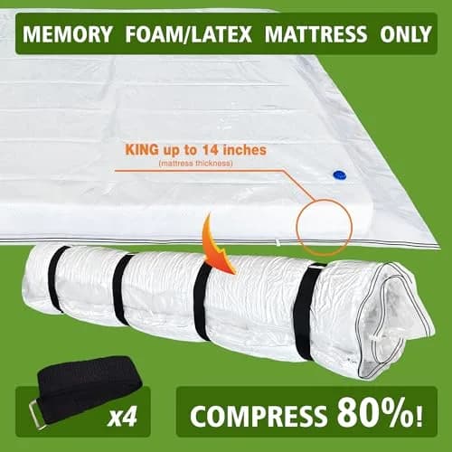 King Mattress Vacuum Bag for Moving Storage | Compress & Protect Up to 14 Thick Mattress thumbnail 2