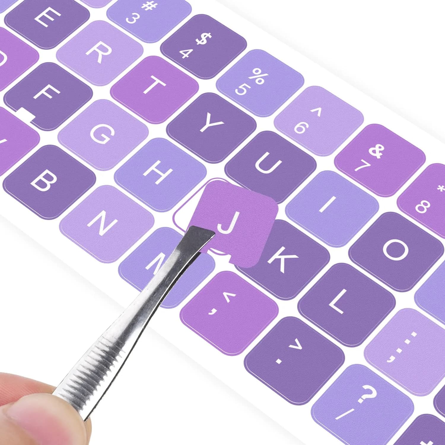 DAMMOMKO English-Purple/White Letter Keyboard Stickers - 2-Pack | Vinyl Replacement for Laptops - main product image