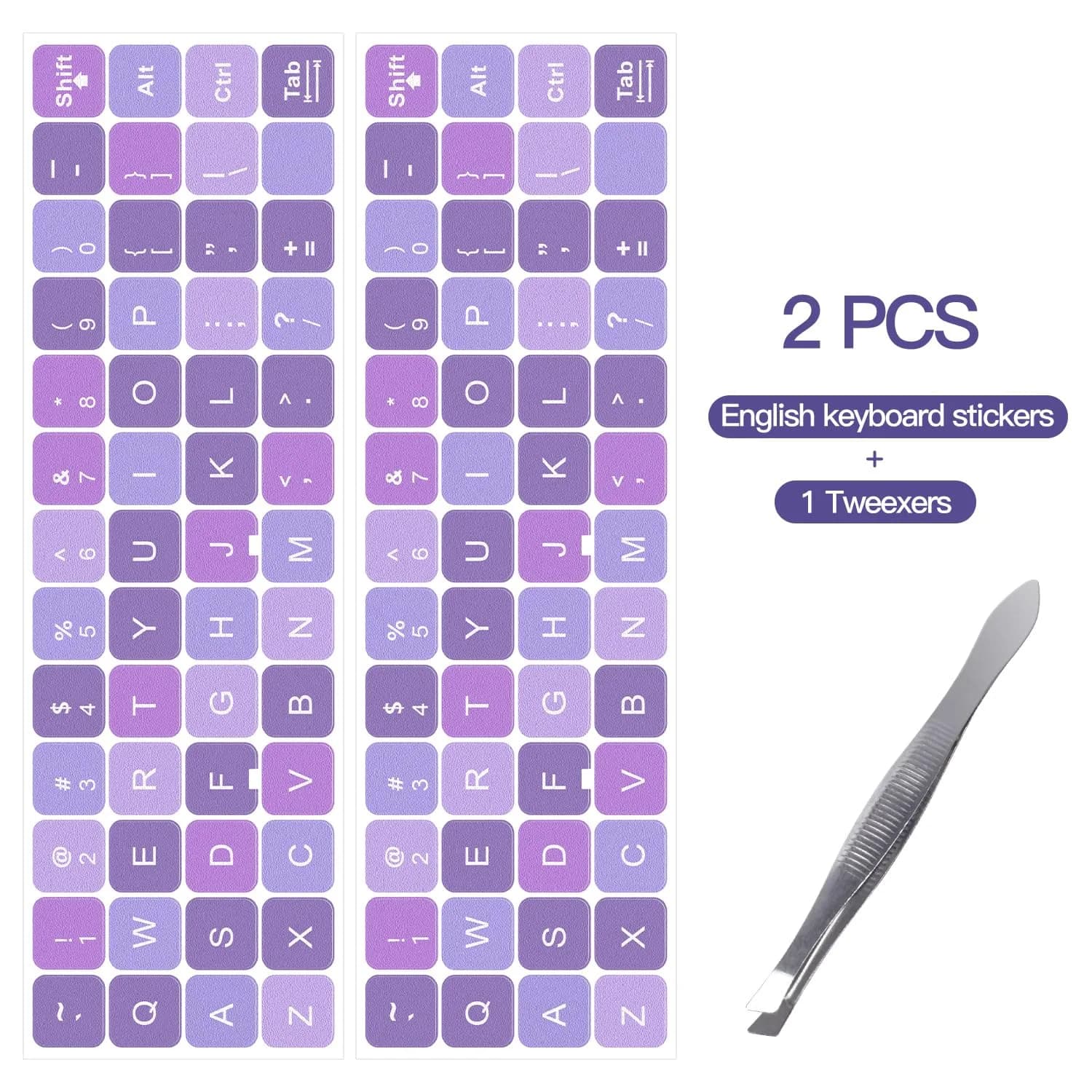DAMMOMKO English-Purple/White Letter Keyboard Stickers - 2-Pack | Vinyl Replacement for Laptops - view 2