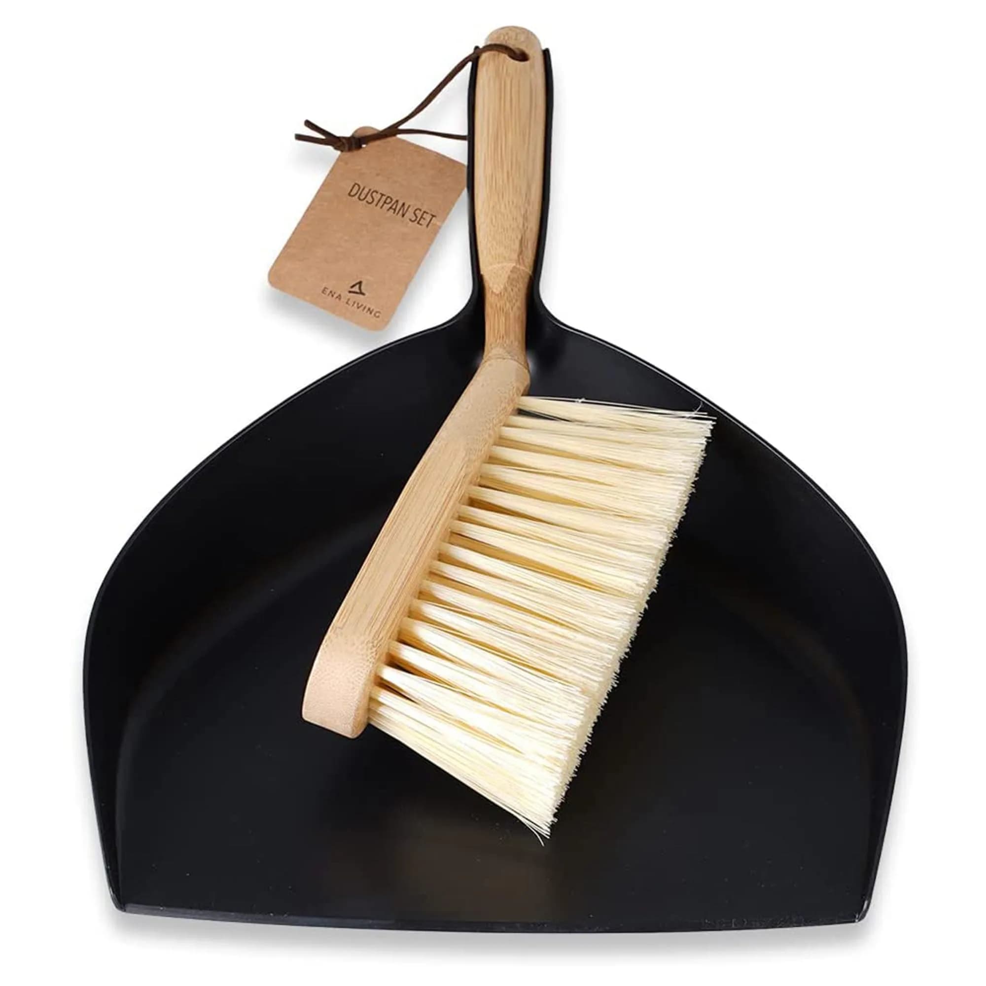 ENA Living Bamboo Dust Pan & Brush Set, Portable Household Cleaning Tool, Sturdy & Effective Dust Pan, Bamboo Sweeping Brush - Standard - main product image