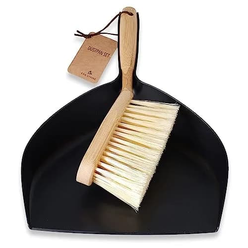ENA Living Bamboo Dust Pan & Brush Set, Portable Household Cleaning Tool, Sturdy & Effective Dust Pan, Bamboo Sweeping Brush - Standard thumbnail 1