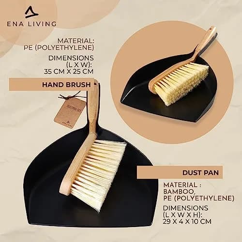 ENA Living Bamboo Dust Pan & Brush Set, Portable Household Cleaning Tool, Sturdy & Effective Dust Pan, Bamboo Sweeping Brush - Standard thumbnail 4