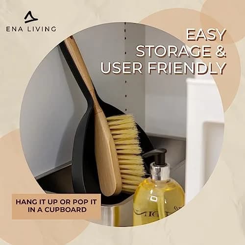 ENA Living Bamboo Dust Pan & Brush Set, Portable Household Cleaning Tool, Sturdy & Effective Dust Pan, Bamboo Sweeping Brush - Standard thumbnail 5