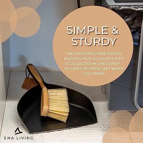 ENA Living Bamboo Dust Pan & Brush Set, Portable Household Cleaning Tool, Sturdy & Effective Dust Pan, Bamboo Sweeping Brush - Standard thumbnail 3