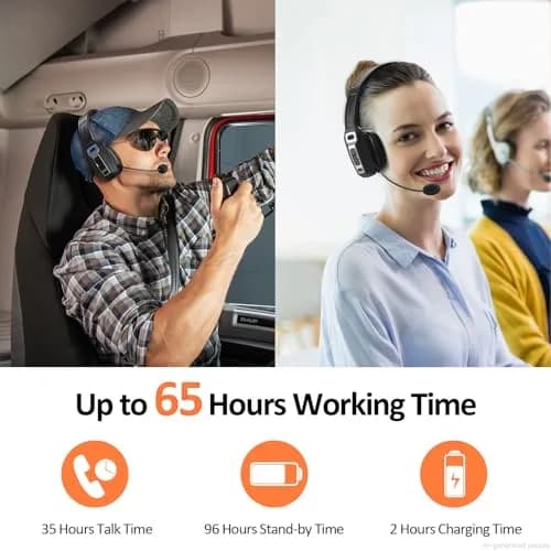 LEVN Bluetooth Headset with Microphone | AI Noise Cancelling & 65 Hrs Battery | Wireless On-Ear Headphones for Trucker & Office thumbnail 4