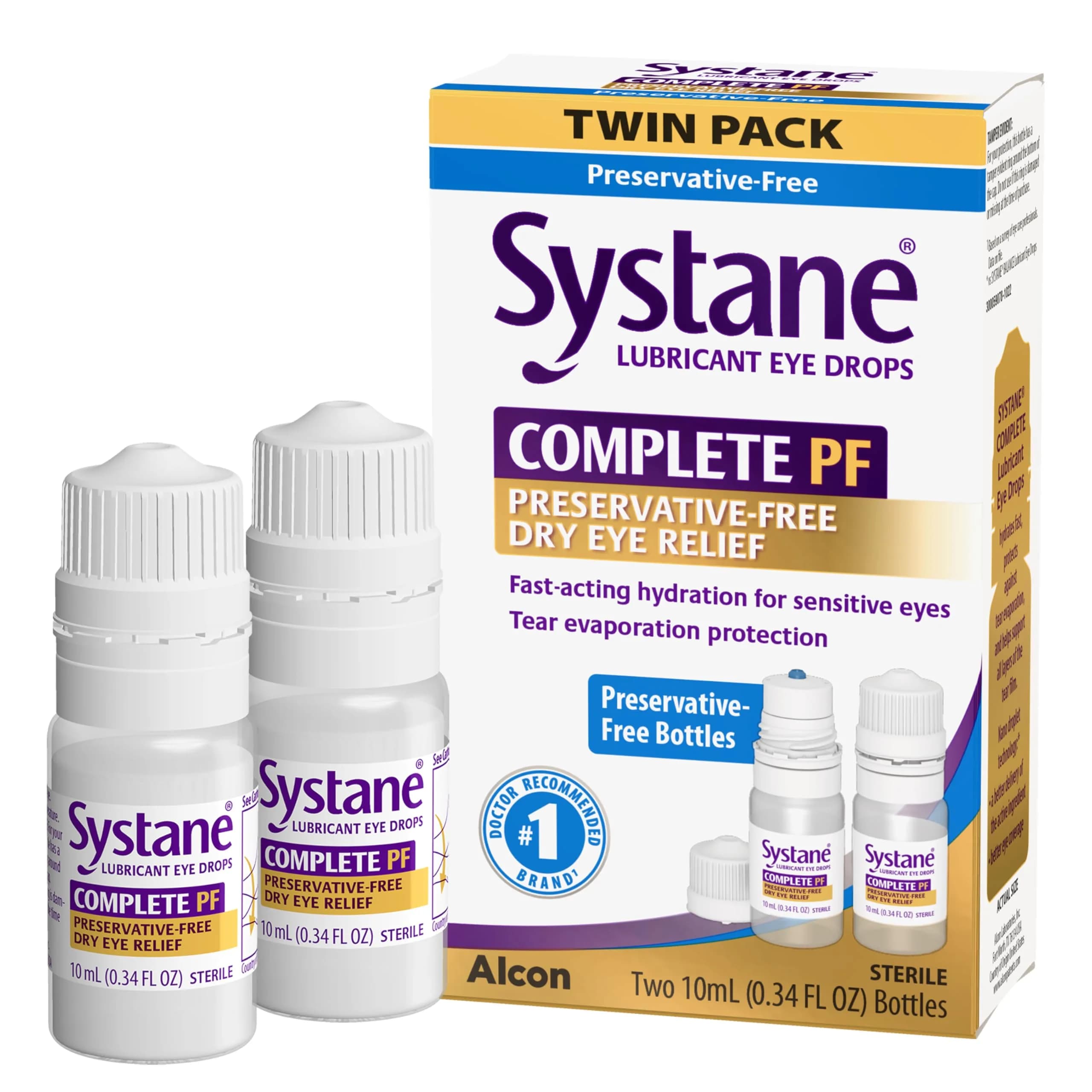 Systane Complete Preservative-Free Dry Eye Drops 10ml (0.3 Fl Oz) (0.6% Propylene Glycol) | FDA Approved Lubricant for All Dry Eye Types - main product image