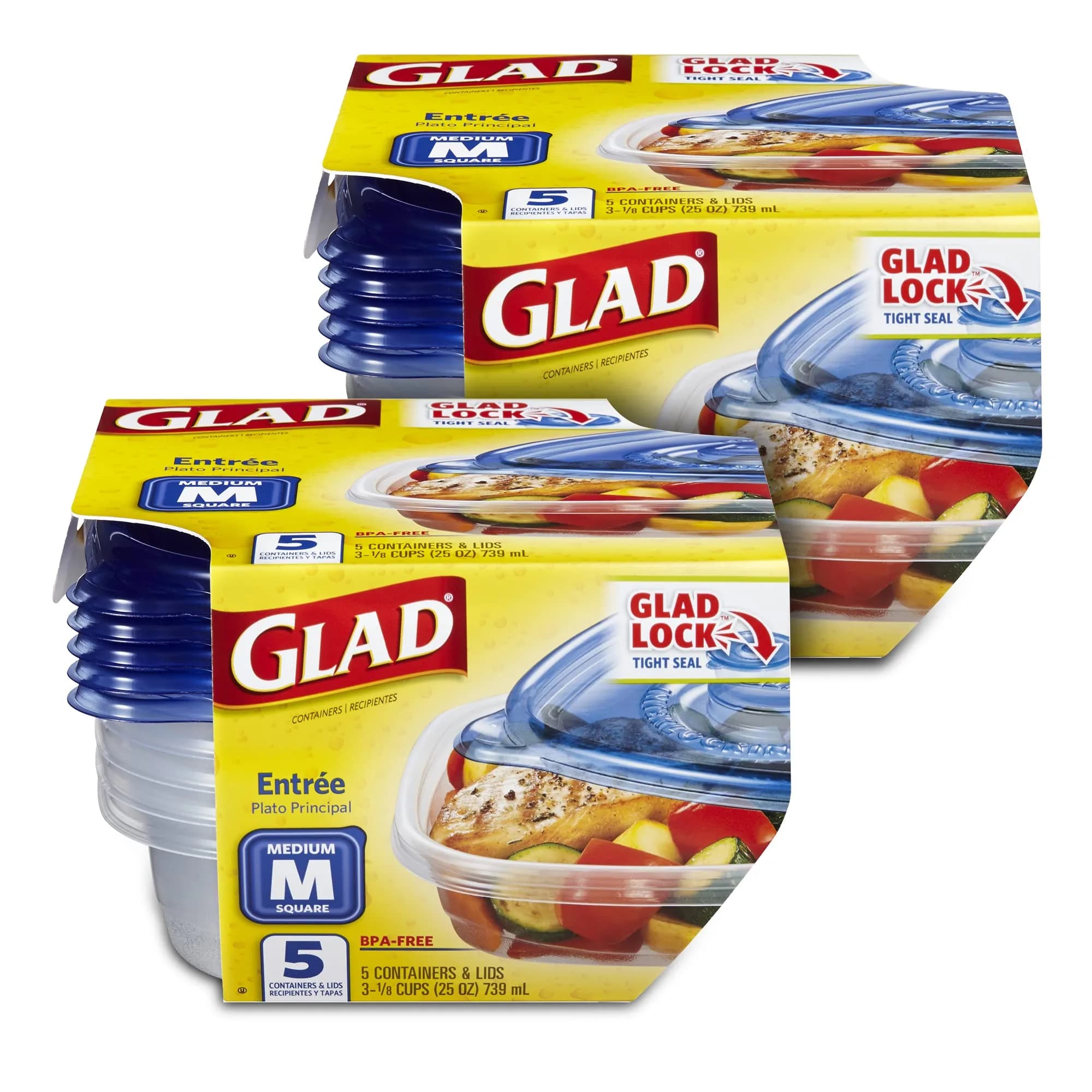 Glad GladWare Medium Rectangle Snack Containers, 25 oz (740 ml) - Airtight & Leak-Resistant, 10-Count Pack - main product image