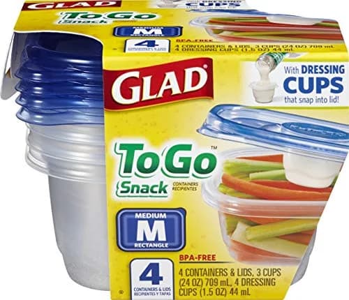 Glad GladWare To-Go Medium Rectangle Snack Containers, 24 Oz (710 ml) with Dressing Cup, 6-Pack | Airtight & Leak-Resistant for Salads & Snacks thumbnail 6