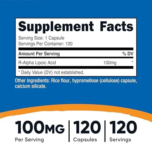 Nutricost R-Alpha Lipoic Acid 100mg | Vegetarian, Gluten-Free Supplement for Adults thumbnail 2