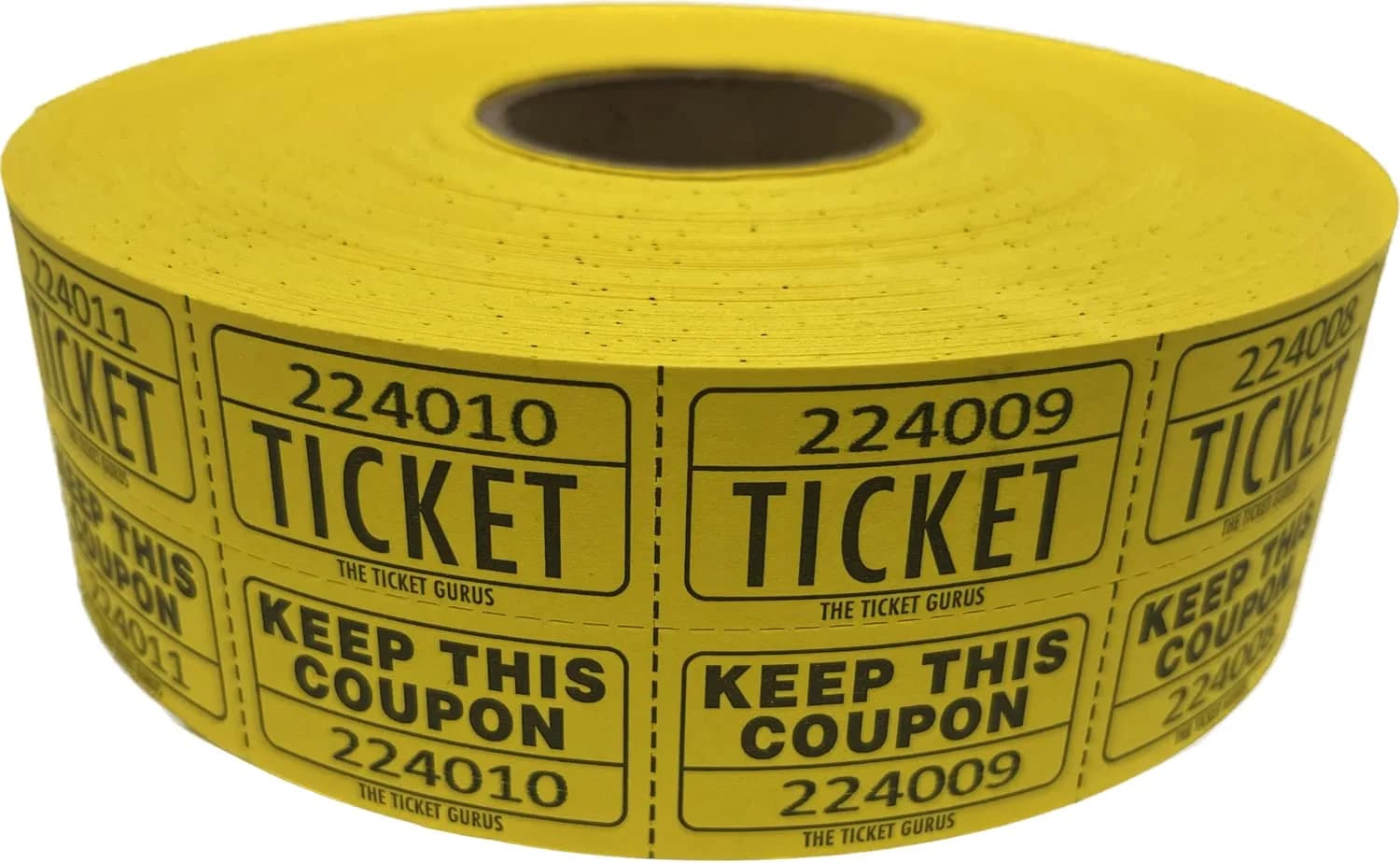 The Ticket Gurus Large Number Raffle 50/50 Tickets 2000/roll Yellow | Fundraiser Ticket Roll with Consecutive Numbering — Yellow